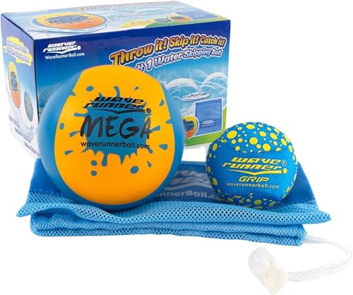 Wave Runner Water Skipping Ball The Aqua Bounce Pool Balls 2Pack with Mesh Bag Ages Outdoor Pool Toys Beach Vacation Essentials Summer Beach Toys Camping Games - Image 1