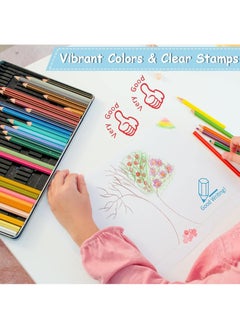 MAOGEDA Wisfunlly 8 Pack Teacher Stamps Self Inking Teacher Stamp Set Picture Stamps for Teachers Motivation Teacher Stamps for Grading Colorful Supplies Stamps for Parent Signature Homework  - Image 2