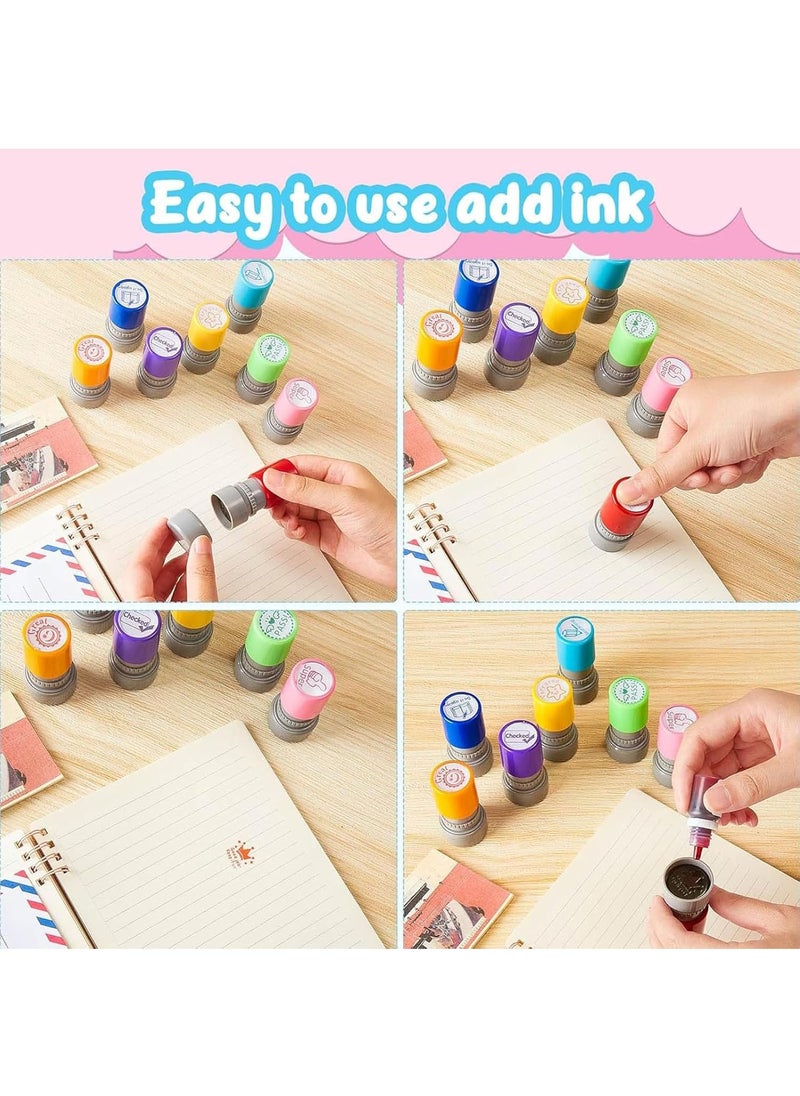 MAOGEDA Wisfunlly 8 Pack Teacher Stamps Self Inking Teacher Stamp Set Picture Stamps for Teachers Motivation Teacher Stamps for Grading Colorful Supplies Stamps for Parent Signature Homework  - Image 5