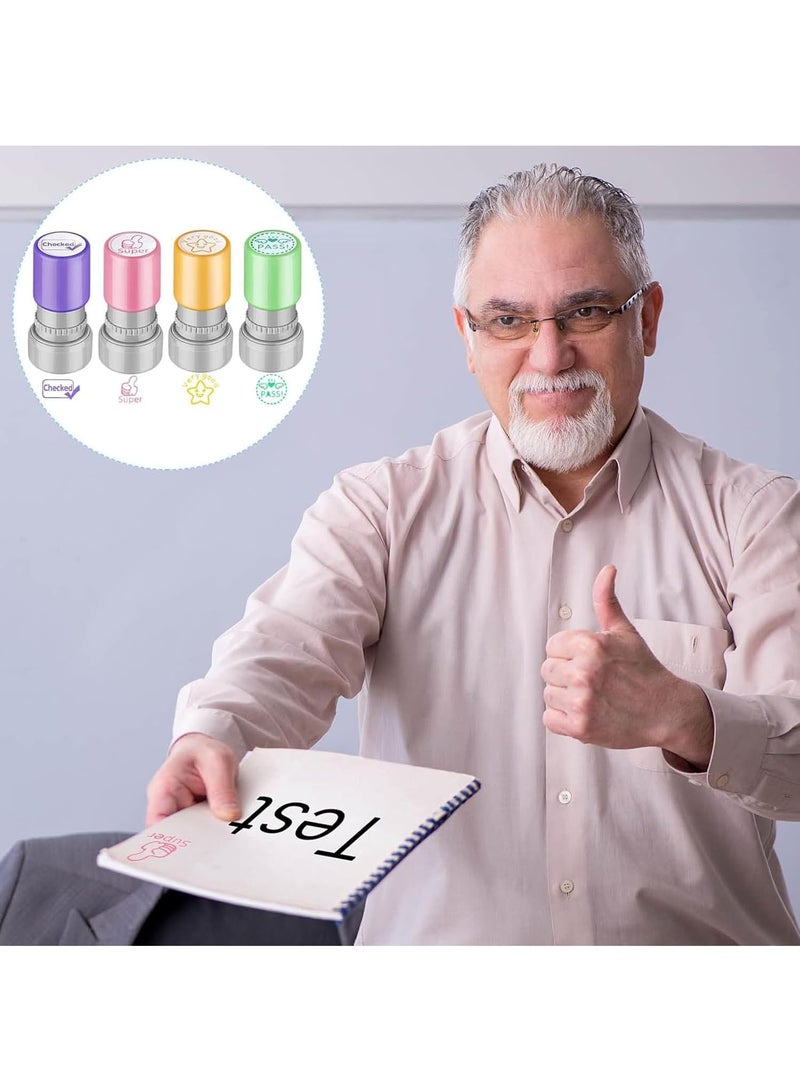 Wisfunlly 8 Pack Teacher Stamps Self Inking Teacher Stamp Set Picture Stamps for Teachers Motivation Teacher Stamps for Grading Colorful Supplies Stamps for Parent Signature Homework