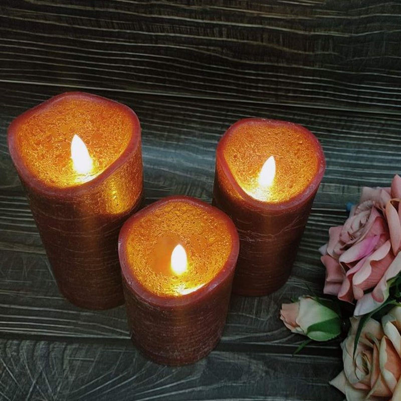 QIDEA Battery Operated Flameless Led Candles Real Wax Pillar Candles with Remote Timer Electric Flickering Decorative Burgundy Wax Candles for Home Wedding Party Centerpiece Decor 3 Pack 3â€X 4â€, 5â€, 6â€ - Image 2