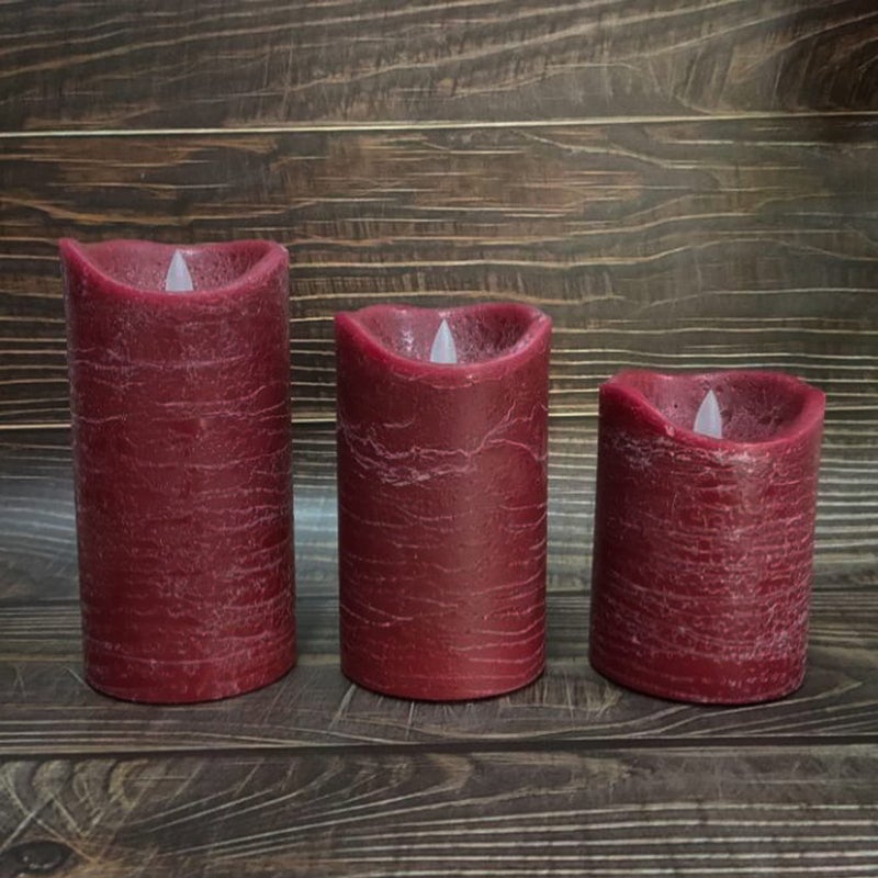QIDEA Battery Operated Flameless Led Candles Real Wax Pillar Candles with Remote Timer Electric Flickering Decorative Burgundy Wax Candles for Home Wedding Party Centerpiece Decor 3 Pack 3â€X 4â€, 5â€, 6â€ - Image 4