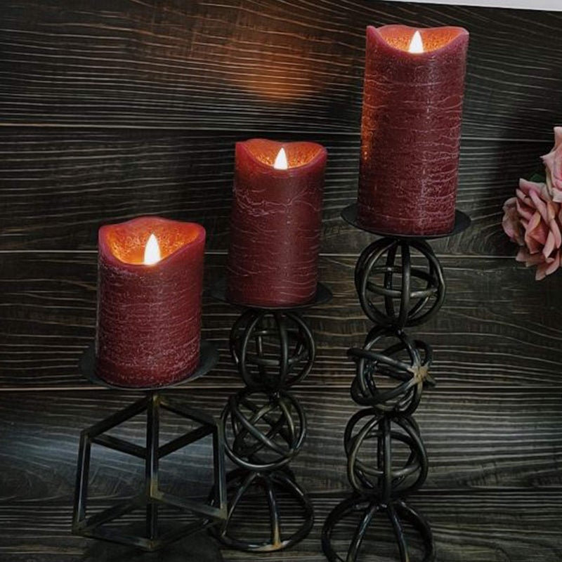 QIDEA Battery Operated Flameless Led Candles Real Wax Pillar Candles with Remote Timer Electric Flickering Decorative Burgundy Wax Candles for Home Wedding Party Centerpiece Decor 3 Pack 3â€X 4â€, 5â€, 6â€ - Image 3