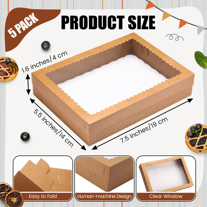 Sinload 10 Pcs 19x14x4 Inch Half Sheet Cake Boxes 5pcs Large Rectangle Bakery Boxes with 5pcs Cake Boards for Pastry Baking, Cupcakes, Donuts, Cookies, Pie Treat Packaging (Brown) - Image 2