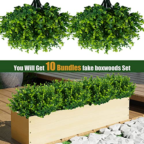 Lnoicy Artificial Greenery Plants Outdoor UV Resistant Fake Plants Boxwood Shrubs Grass,10 Bundles for Farmhouse Home Garden Office Patio Backyard Wedding and Indoor Outdoor Decoration - Image 3