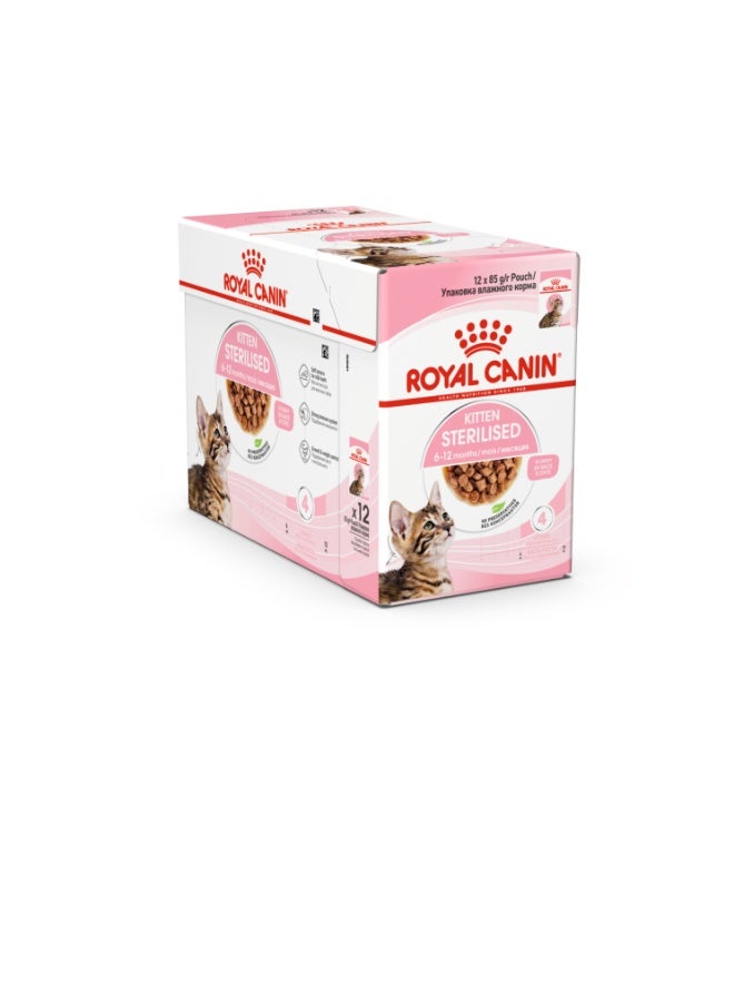 ROYAL CANIN Feline Health Nutrition Kitten Sterilised Gravy (WET FOOD - Pouches) 12x85G - Image 1