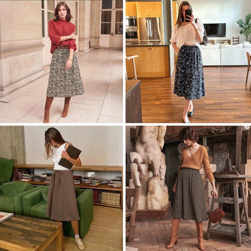 Witsmile Midi Skirts for Women Summer Flowy Elastic Waist Pleated Skirts for Women Dressy Casual(FP Red,2XL) - Image 4
