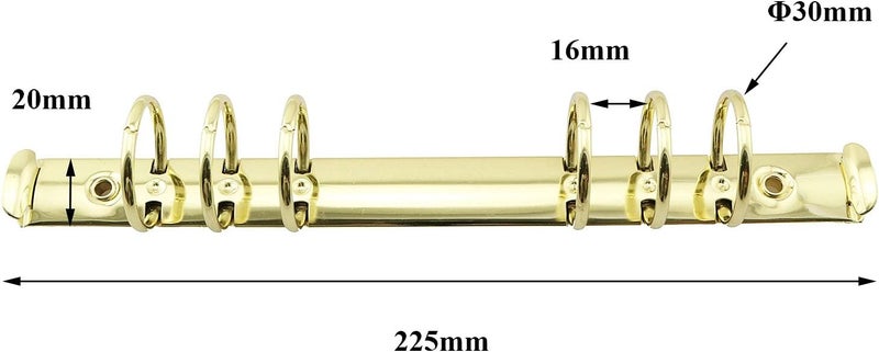 heyous 2pcs A5 Notebook 6-Hole Ring Binder Mechanisms 3cm Diameter Gold Color Metal Clip Ring Binder DIY Fill Paper Storage Folder Accessories - Image 3