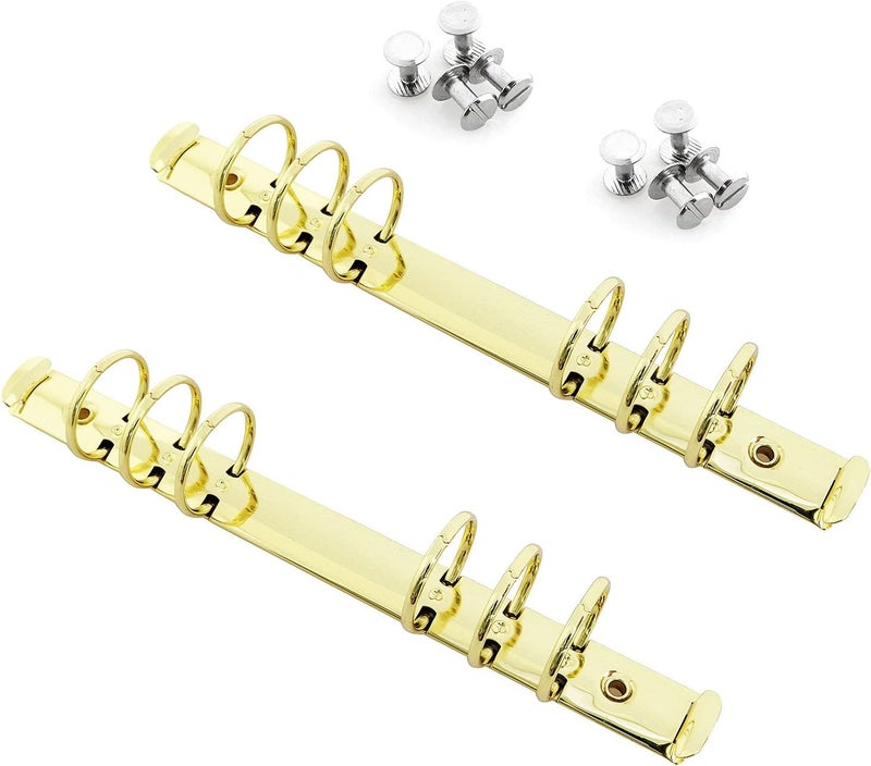 heyous 2pcs A5 Notebook 6-Hole Ring Binder Mechanisms 3cm Diameter Gold Color Metal Clip Ring Binder DIY Fill Paper Storage Folder Accessories - Image 1