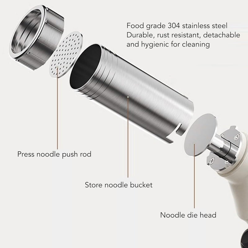 klarako Electric Noodles Press Machine, Pasta Maker with 5 Noodle Mould Noodle Maker, Automatic Mixers Kitchen Aid Attachments Pasta Noodle Ramen Maker Machine - Image 3