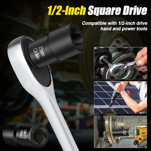 Topec Bolt Extractor Set, 10 Piece Lug Nut Remover Socket Tool, 1/2" Drive Impact Wheel Lock Removal Kit for Removing Damaged, Dead, Rusted, Rounded-Off Bolts, Lug Nuts & Screws - Image 5