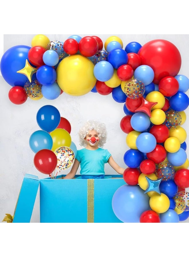 JOYYPOP Carnival Balloon Arch Kit with 123pcs Red Blue Yellow Rainbow Latex Confetti Balloons for Birthday Party Decorations - Image 1