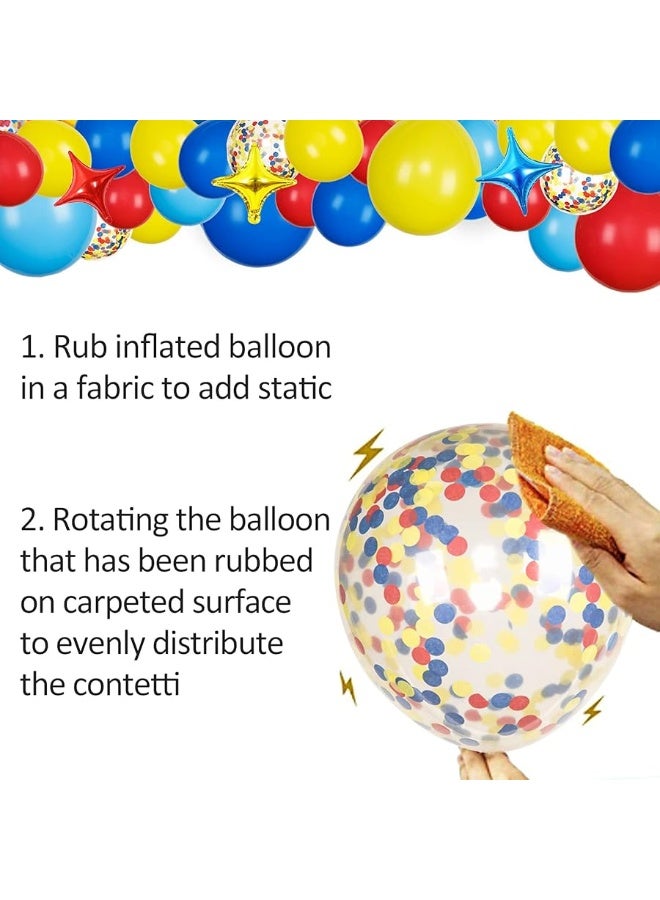 JOYYPOP Carnival Balloon Arch Kit with 123pcs Red Blue Yellow Rainbow Latex Confetti Balloons for Birthday Party Decorations - Image 2