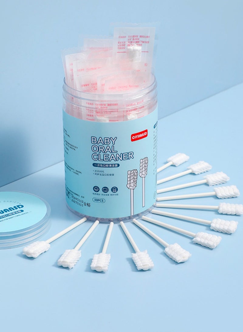 Baby toothbrush, newborn tongue cleaner, gauze oral cleaning care tools to maintain oral health, baby disposable toothbrush to prevent tooth decay30 pcs - Image 1