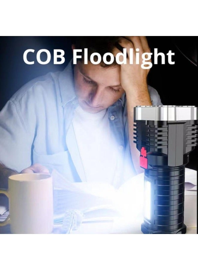 LED Flashlight Small Outdoor Multi-function Cob Work Light USB Rechargeable Portable Mini Flashlight Wholesale-Product Specifications:5 Cores-gilt Yellow  - Image 4