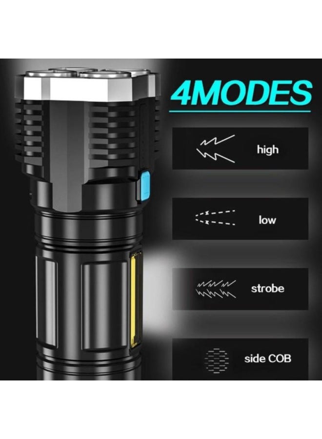 LED Flashlight Small Outdoor Multi-function Cob Work Light USB Rechargeable Portable Mini Flashlight Wholesale-Product Specifications:5 Cores-gilt Yellow  - Image 5
