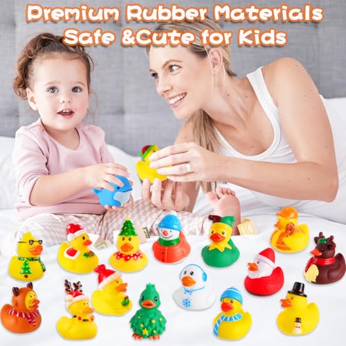 OOINQQ 2025 Advent Calendar Christmas Ducks 24pcs Rubber Duck Vacation Advent Calendar 24 Days of Christmas Countdown Toys Fun Duck Bath Toy for Xmas Party Favors Kids Toddlers Girls Boys - Image 5