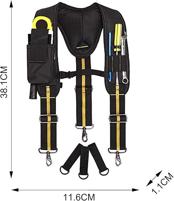 TUYU TUYU Tool Belt Suspenders,Heavy Duty Electrician Tool Belts,Multi-Pockets Electrician's Bag with Lumbar Support for Carpenter Electrician Work Suspension Rig  - Image 2