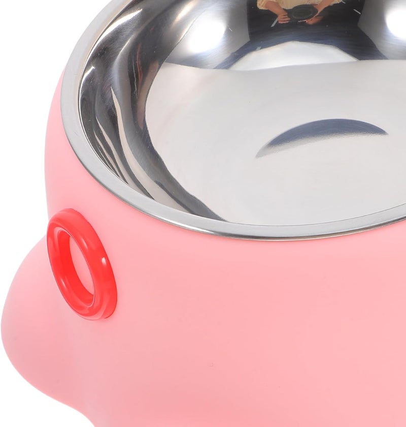 SHOWERORO Octopus-Shaped Stainless Steel Pet Food Bowl with Non-Slip Base, Small Dog Water Dish for Indoor and Active Pets, Spill-Resistant Cat Feeding Bowl in Peach Pink - Image 3