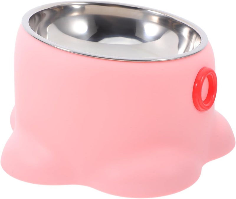 SHOWERORO Octopus-Shaped Stainless Steel Pet Food Bowl with Non-Slip Base, Small Dog Water Dish for Indoor and Active Pets, Spill-Resistant Cat Feeding Bowl in Peach Pink - Image 1