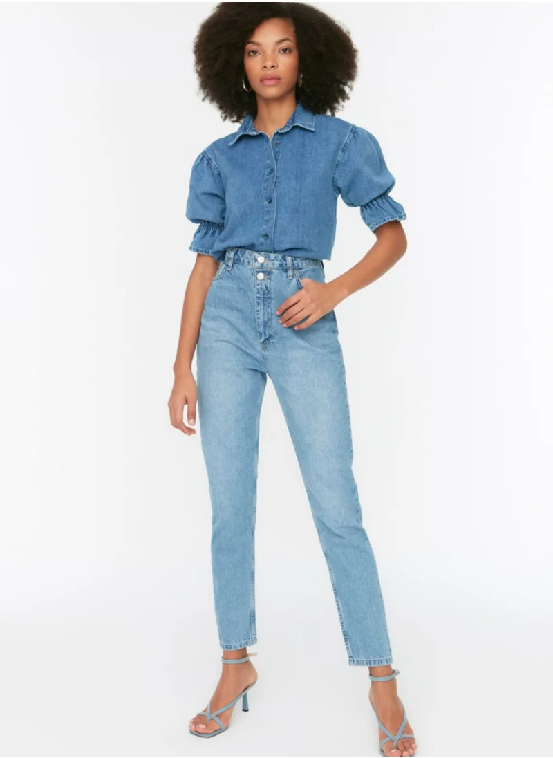 trendyol High Waist Button Detail Jeans