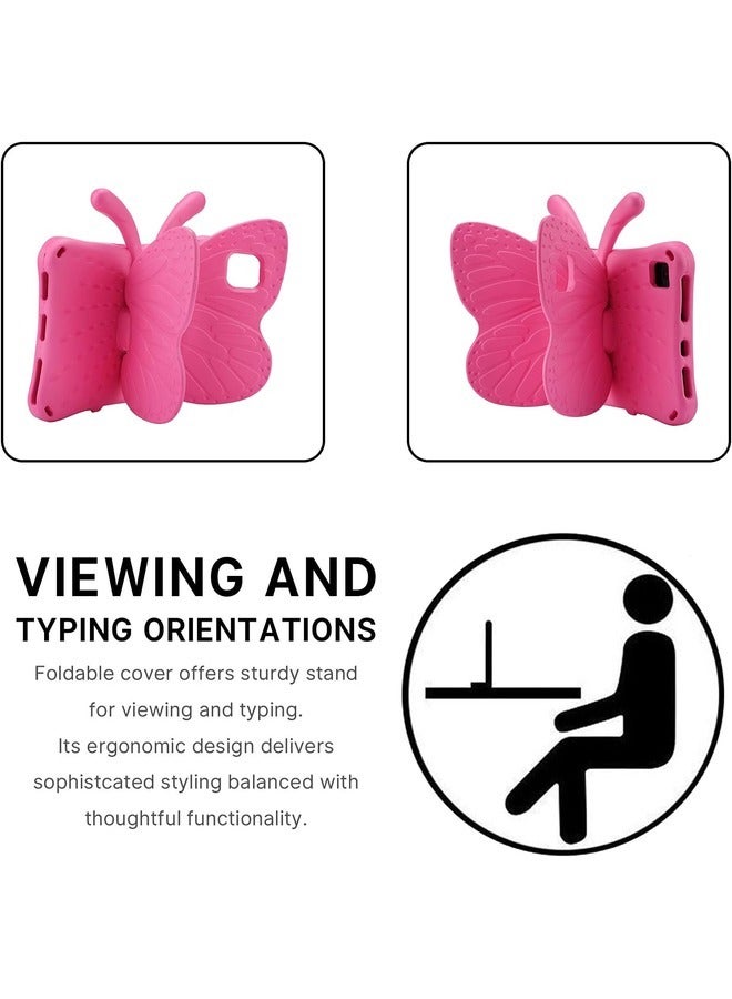 ELTRAZONE Hot Pink Kids Case for iPad 10th Gen (10.9" 2022) – Butterfly Design with Kickstand and Rugged Shockproof EVA Protection - Image 5