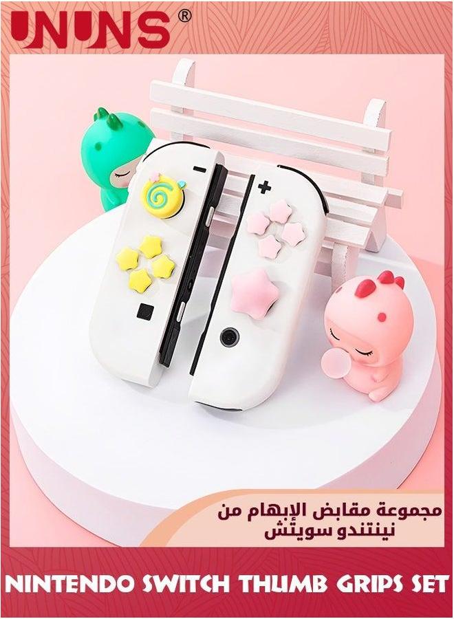 UNUNS Set Of Cute Switch Thumb Grips Caps,Soft Silicone Joystick Cover Compatible With Nintendo Switch/Switch OLED/Switch Lite,Yellow Pink - Image 3