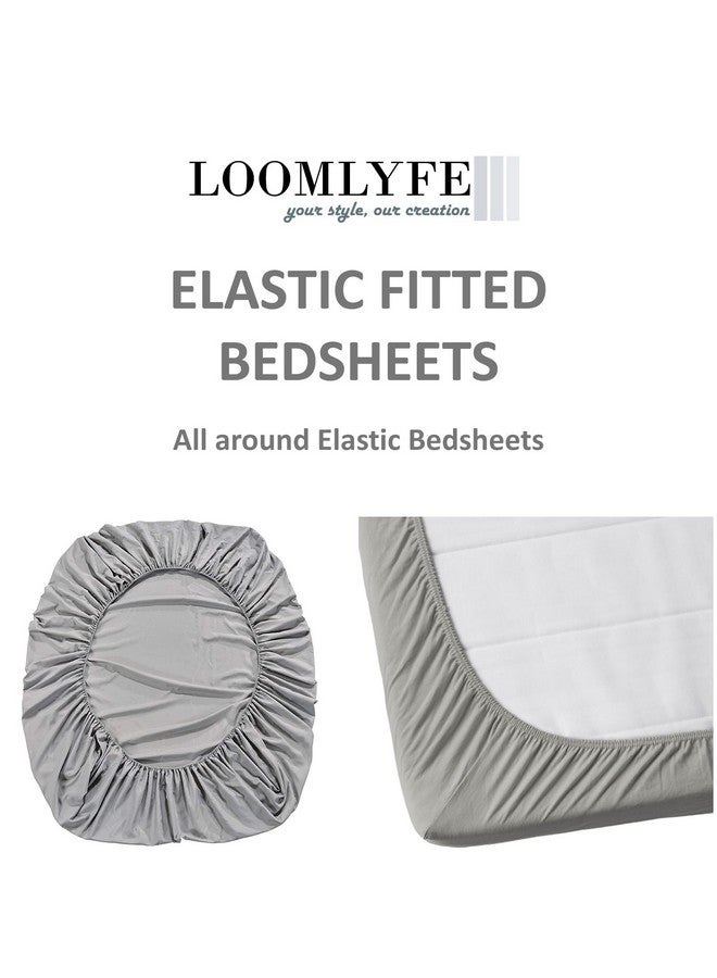 LOOMLYFE 300 TC Cotton Feel Glace Cotton Elastic Fitted Printed Queen Size Double Bed Bedsheet with 2 Pillow Covers Fits Upto 8 inches,Size- 60x78x10 Inches, SkyBlueFlower - Image 4