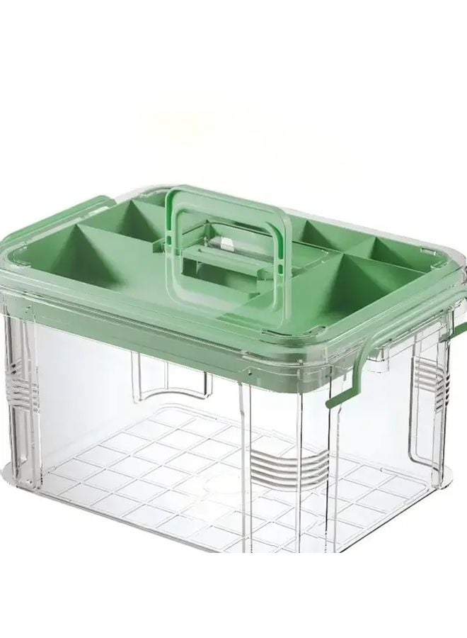 Small K 1 Transparent Double Layer Waterproof Medicine Storage Box Stackable With Handle - Image 4