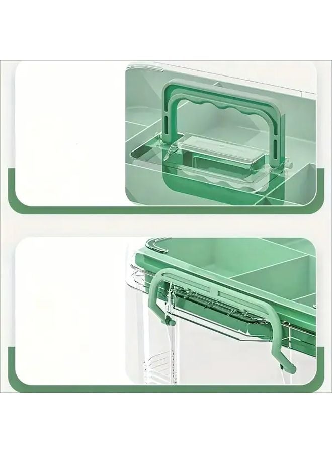 Small K 1 Transparent Double Layer Waterproof Medicine Storage Box Stackable With Handle - Image 3