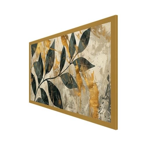 DEKORSTATION Abstract Modern Art Floral Green Leaves Canvas Wall Painting|Nature Wall Painting|Painting for Wall Decoration|Green Leaf Paintings with Frame for Living Room|Size: 12x24 Inch (FF_887DS) - Image 3
