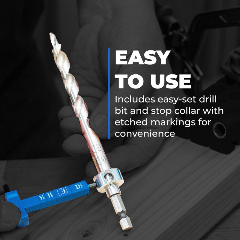 Kreg KPHJ320 Pocket-Hole Jig 320 - Small, Durable Jig for Tight Spaces - Create Perfect, Rock-Solid Joints - Easily Adjustable Drill Guides - For Materials 1/2" to 1 1/2" Thick - Image 4