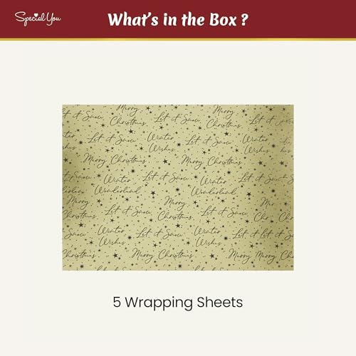 SpecialYou.in SpecialYou® Christmas Decorations with 5 Gold Wrapping Paper for Gift Packing, Gift Wrapper Sheets, Gift Packing Box for Hamper, Gifts Packing Materials - Image 3