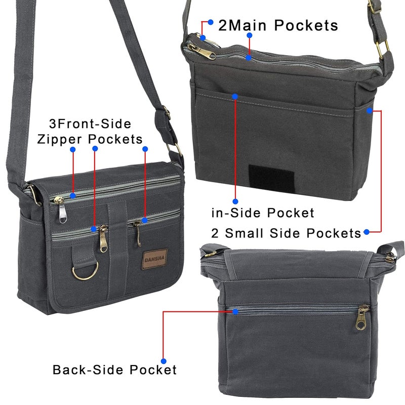 DAHSHA Stylish Cotton Sling Cross Body Travel Office Business Messenger One Side Shoulder Bag For Men Women (Grey, 21.5 x 8.8 x 24 Cm) - Image 3