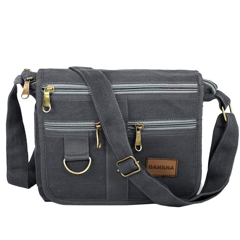 DAHSHA Stylish Cotton Sling Cross Body Travel Office Business Messenger One Side Shoulder Bag For Men Women (Grey, 21.5 x 8.8 x 24 Cm) - Image 1