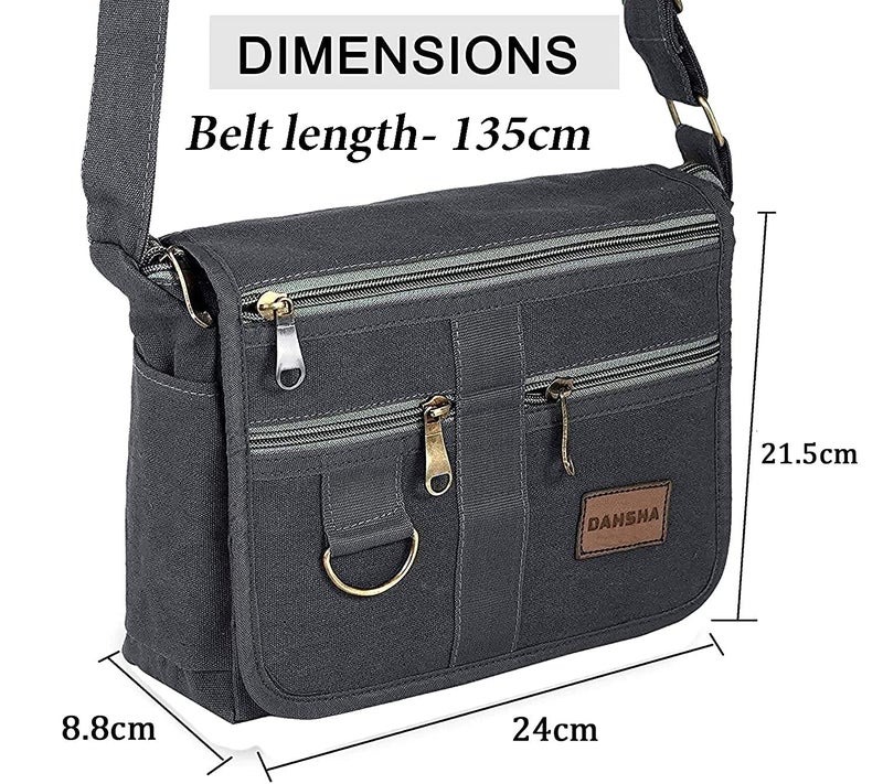 DAHSHA Stylish Cotton Sling Cross Body Travel Office Business Messenger One Side Shoulder Bag For Men Women (Grey, 21.5 x 8.8 x 24 Cm) - Image 2