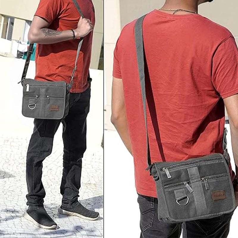 DAHSHA Stylish Cotton Sling Cross Body Travel Office Business Messenger One Side Shoulder Bag For Men Women (Grey, 21.5 x 8.8 x 24 Cm) - Image 5