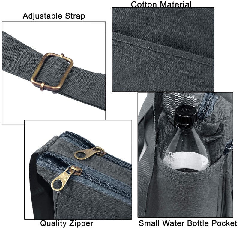 DAHSHA Stylish Cotton Sling Cross Body Travel Office Business Messenger One Side Shoulder Bag For Men Women (Grey, 21.5 x 8.8 x 24 Cm) - Image 4