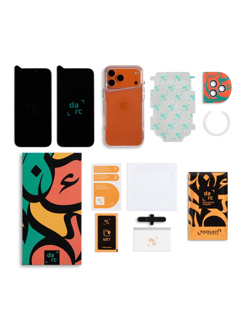 darc Complete 5 in 1 iPhone 17 Pro Max Protection Package Case Screen Protector Against Breakage Lens Protectors and Thermal Back Protector - Image 4