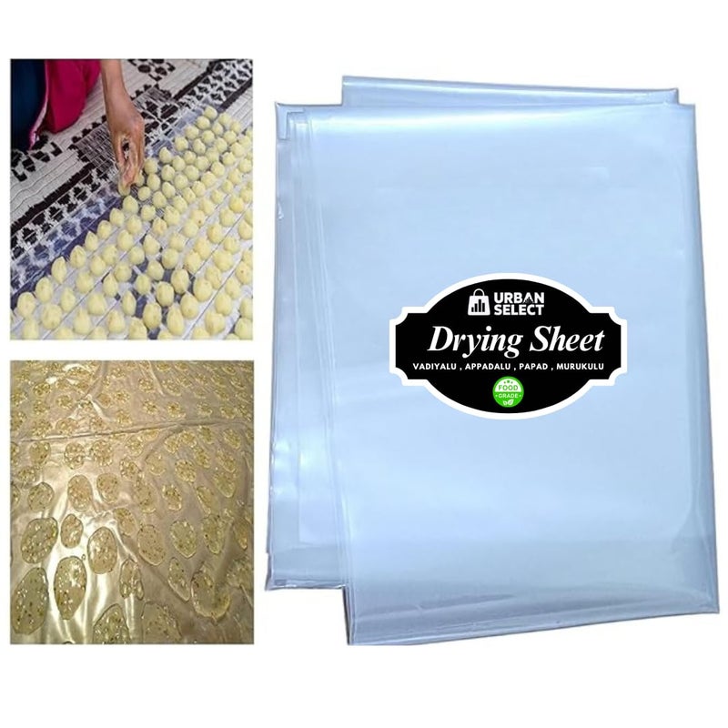 URBAN SELECT ™ Polythene Sheet for Papad & Vadiyalu Drying – 60x60 Inch (5 Feet ) Jointless | Reusable, Heat Resistant, Washable Cover for Appadalu, Sun Drying, Domestic Use – 1 Pc - Image 1