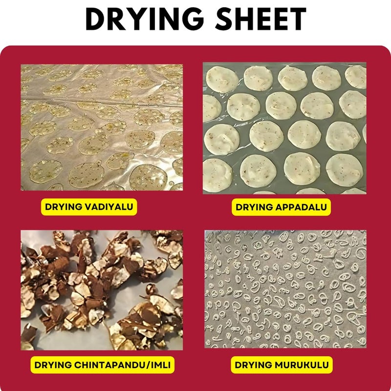 URBAN SELECT ™ Polythene Sheet for Papad & Vadiyalu Drying – 60x60 Inch (5 Feet ) Jointless | Reusable, Heat Resistant, Washable Cover for Appadalu, Sun Drying, Domestic Use – 1 Pc - Image 4