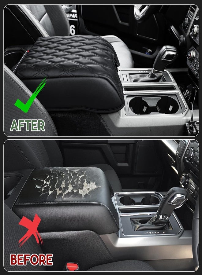 SINVANHO Center Console Cover Compatible with Ford F150 2015-2020, F250 F350 F450 2017-2022, Expedition 2018-2024, PU Leather Armrest Box Cover, Truck Interior Accessories, Anti-Scratch Protector - Image 5