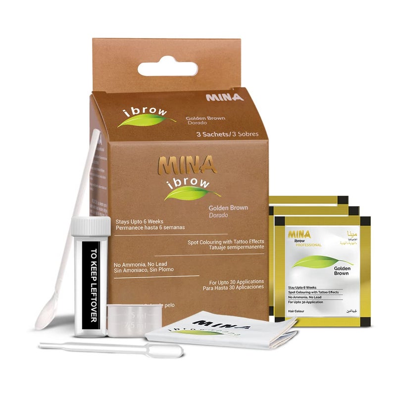 MinaiBrow Mina ibrow Hair Color Golden Brown|Natural Spot coloring Hair Tinting Powder, Water and Smudge Proof | No Ammonia, No Lead with 100% Gray Converge|Vegan and Cruelty free - Image 1