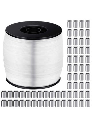 200M Strong Clear Invisible Hanging Wire,0.8 mm Nylon String Picture Frame,Fishing Wire for Hanging Crafts with 120 Pcs Crimping Sleeves for Hanging Picture Decoration - pzsku/Z8E6D290B8719F6E5CAD0Z/45/_/1734328998/06c6b8e8-4f1e-4004-8079-01840a3bc2d1