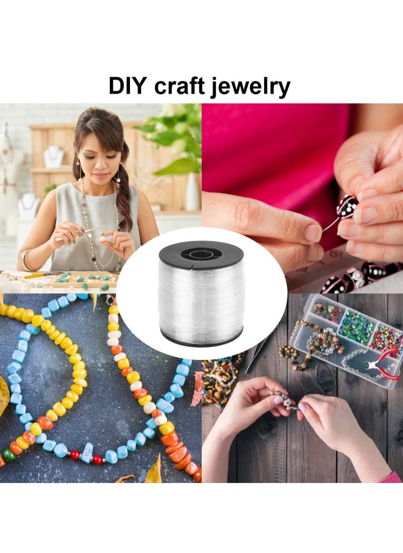 200M Strong Clear Invisible Hanging Wire,0.8 mm Nylon String Picture Frame,Fishing Wire for Hanging Crafts with 120 Pcs Crimping Sleeves for Hanging Picture Decoration