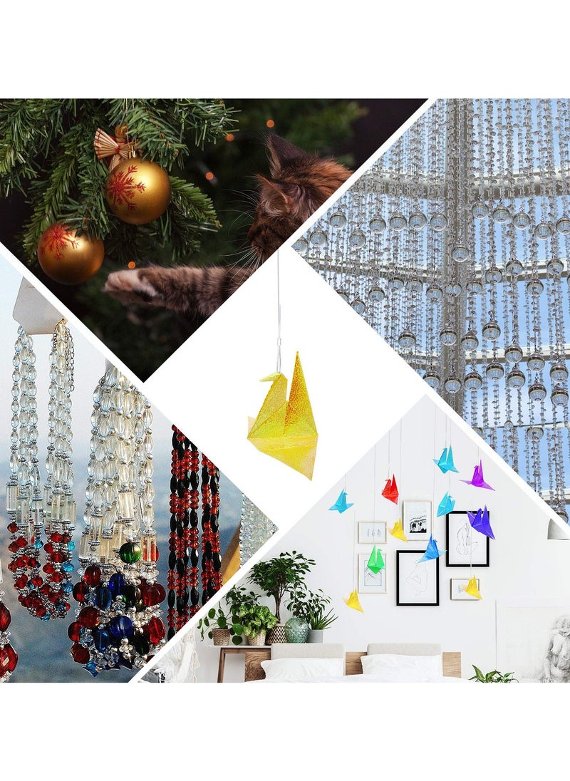 200M Strong Clear Invisible Hanging Wire,0.8 mm Nylon String Picture Frame,Fishing Wire for Hanging Crafts with 120 Pcs Crimping Sleeves for Hanging Picture Decoration