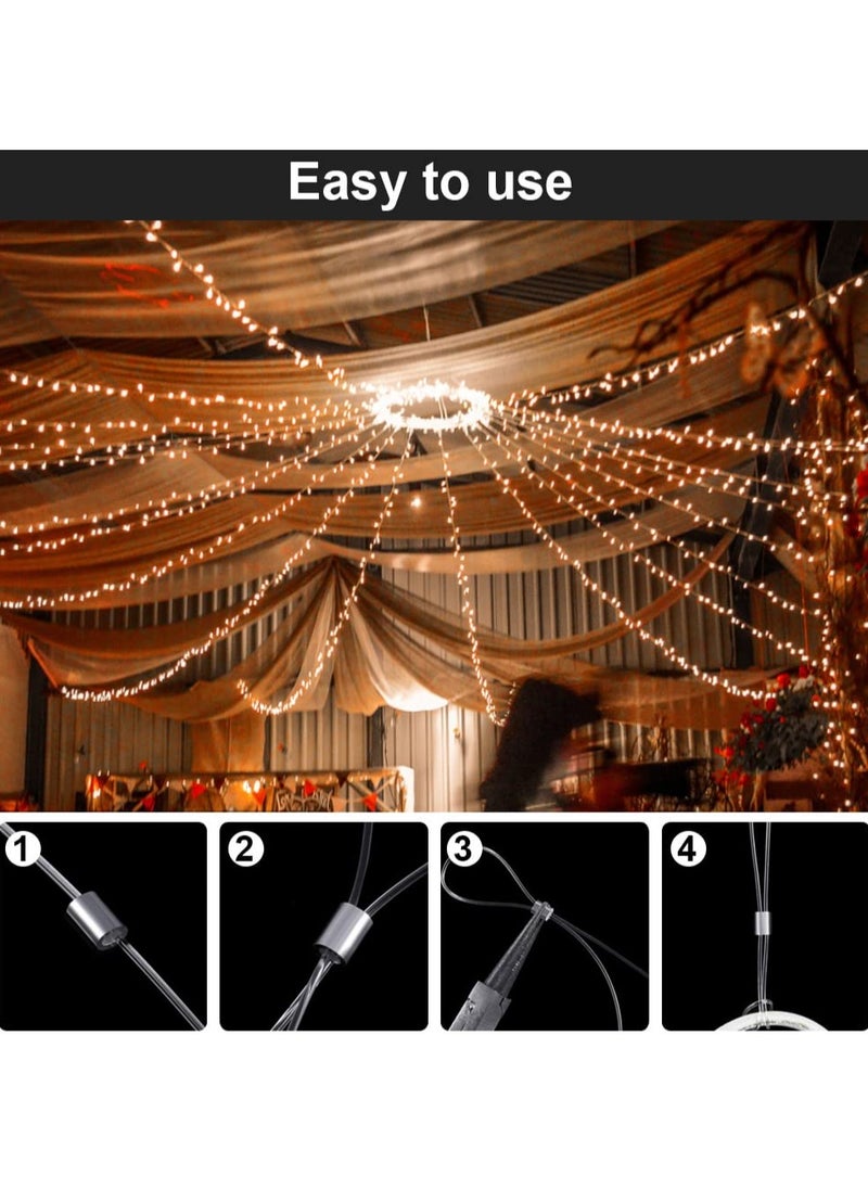 200M Strong Clear Invisible Hanging Wire,0.8 mm Nylon String Picture Frame,Fishing Wire for Hanging Crafts with 120 Pcs Crimping Sleeves for Hanging Picture Decoration