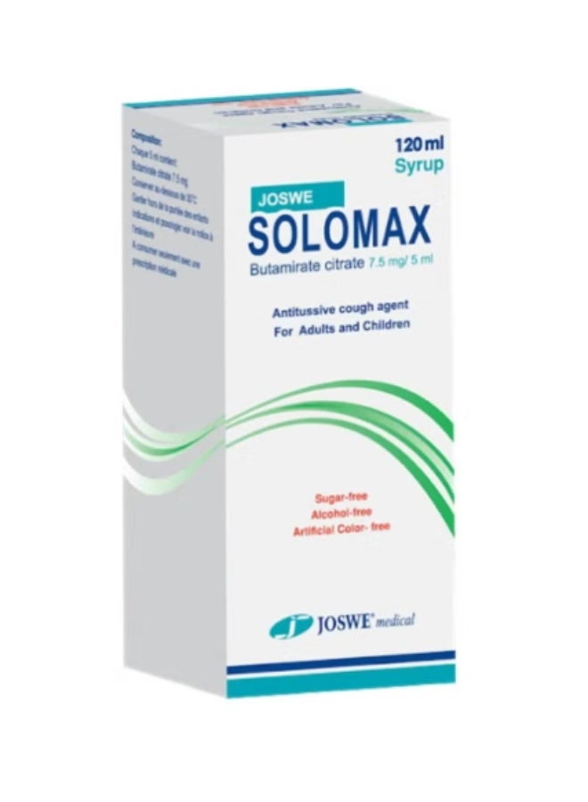 Solomax Antitussive cough syrup 120 ml — sugar‑free relief for dry coughs - Image 1