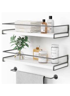 Anmi White Floating Shelves for Bathroom Organizer Over Toilet with Towel Rack, Corner Wall Shelf for Bedroom Decor Kitchen Storage  - Image 1