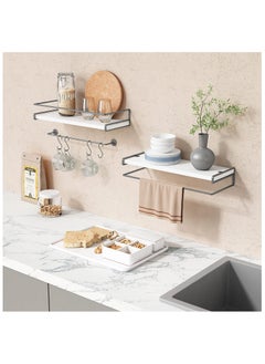 Anmi White Floating Shelves for Bathroom Organizer Over Toilet with Towel Rack, Corner Wall Shelf for Bedroom Decor Kitchen Storage  - Image 4